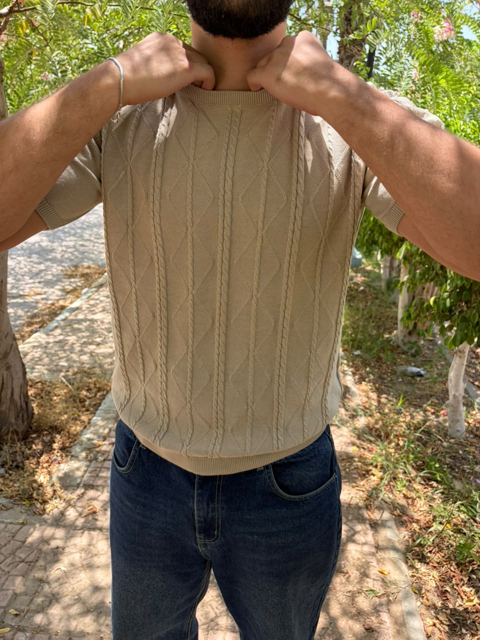 A Signature Cable Knit Tee