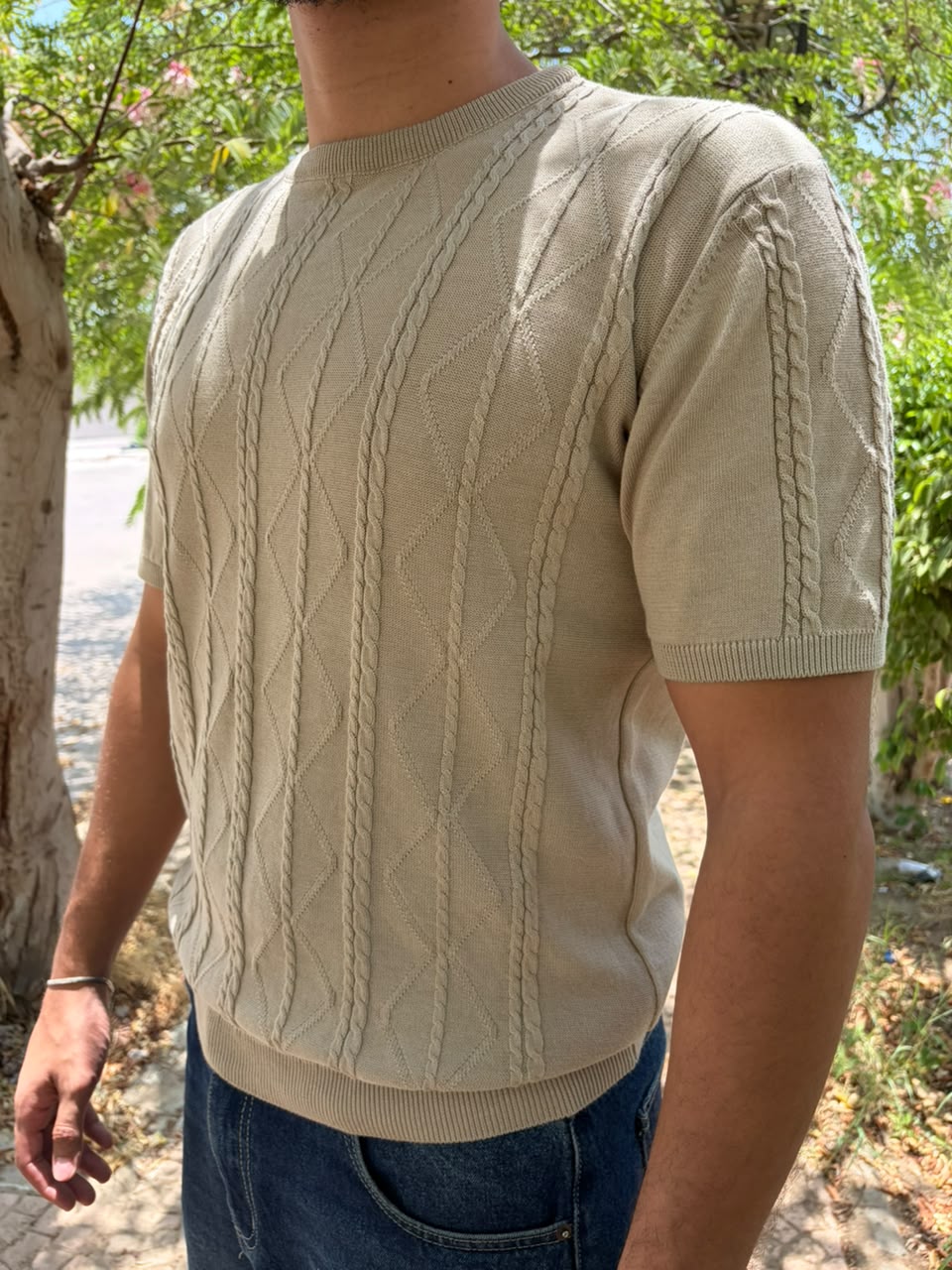 A Signature Cable Knit Tee